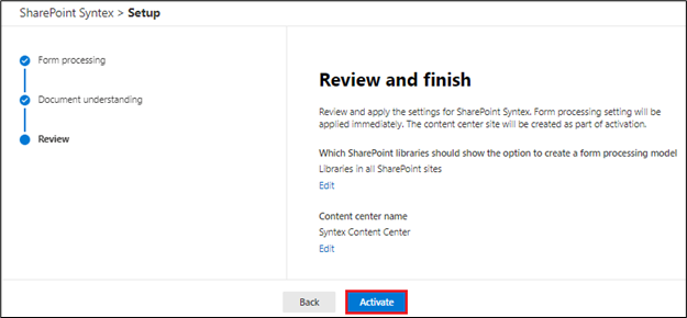 SharePoint Syntex Settings