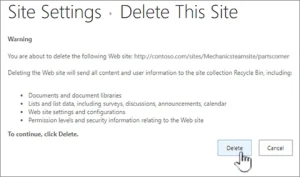 Delete SharePoint Sites