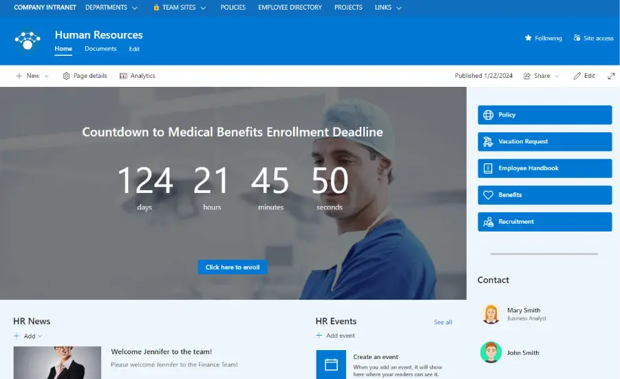 SharePoint Site For HR Teams